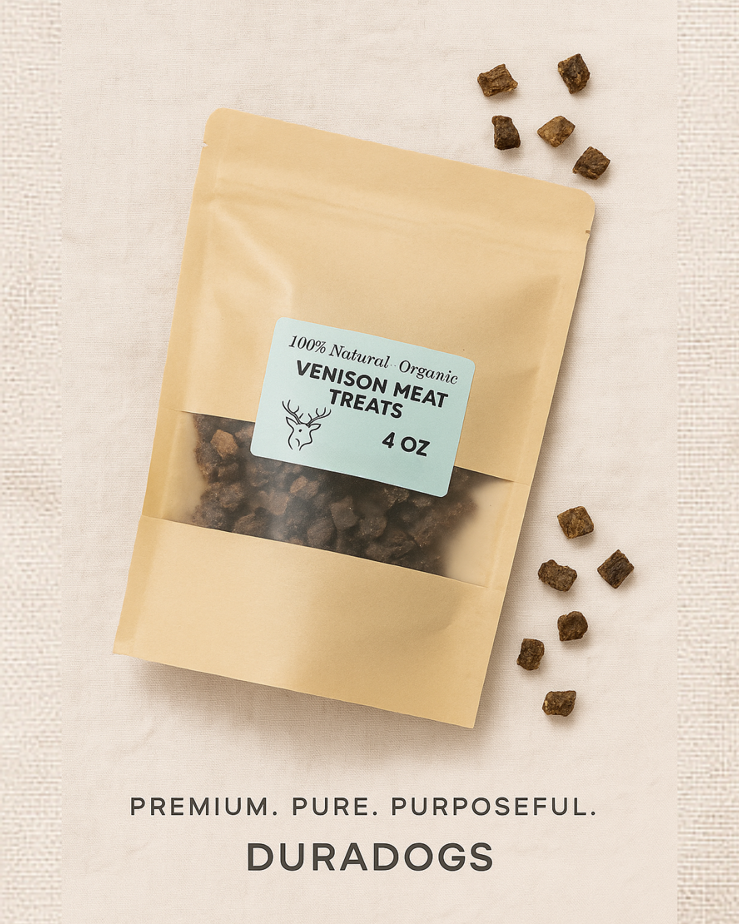 100% Natural & Organic Venison Training Treats (4oz)